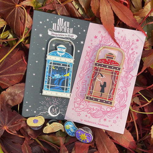 Stained Glass Lantern | Levitation spell & Willow | Enamel Pin (2 variants)