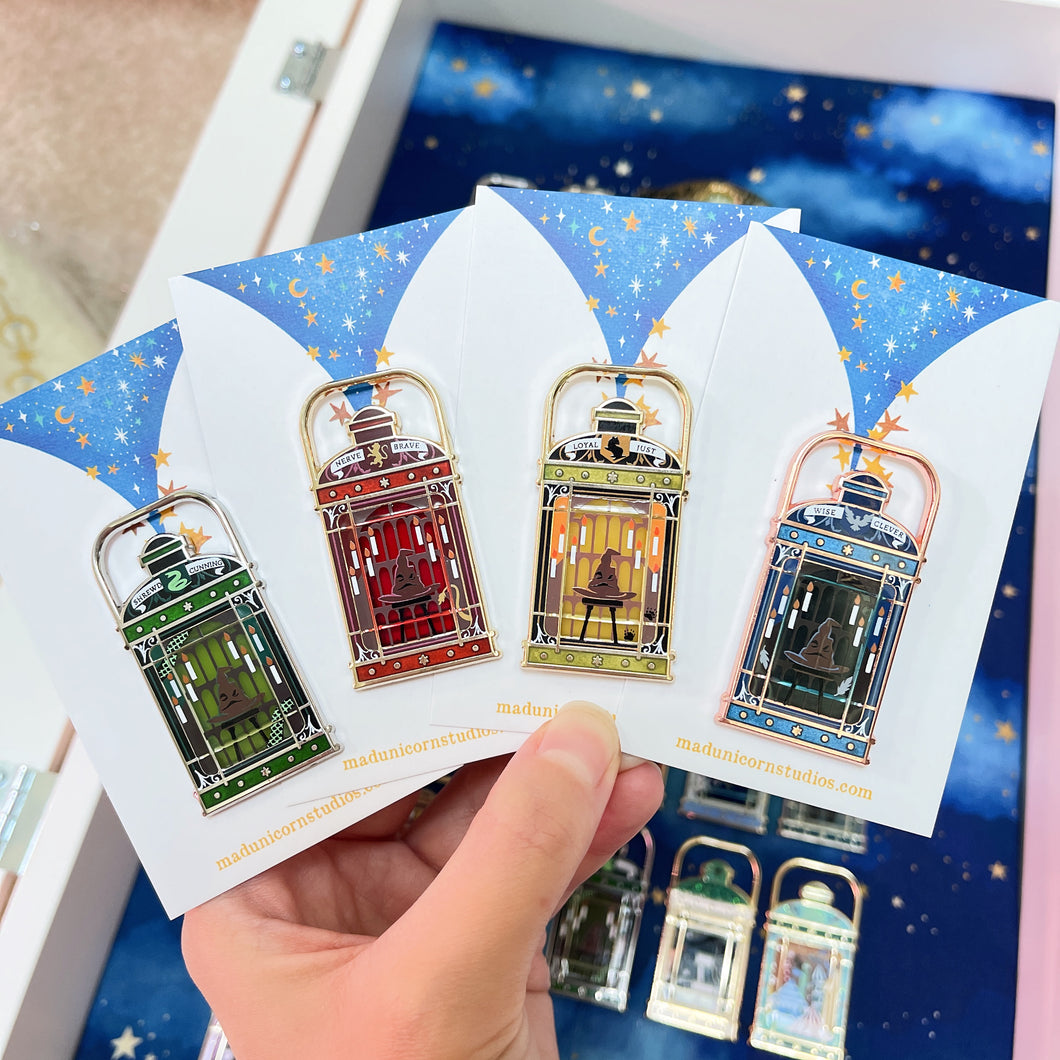 Stained glass | Hmm, Which House? lantern | Enamel Pin (choose your house)