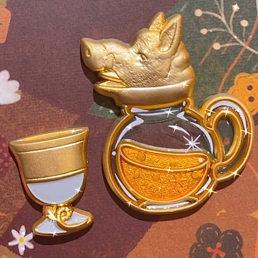 Hog's Jar and Glass Pin Set